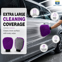 Bimla Traders Microfibre Wash Mitt Cleaning Gloves | Heavy-Duty Quality | Super Absorbent | Extra Large.