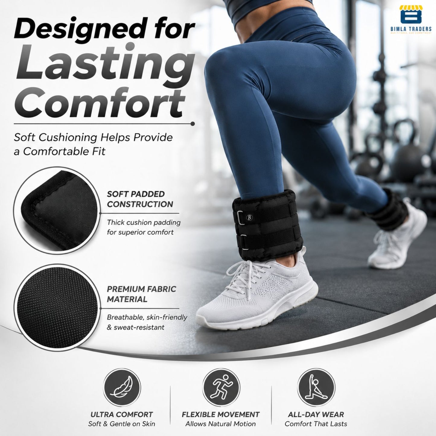 Btag Solid Neoprene Ankle & Wrist Weights | Adjustable Strap | Unisex Leg & Arm Weight Cuffs for Gym, Workout & Training.