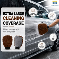 Bimla Traders Microfibre Wash Mitt Cleaning Gloves | Heavy-Duty Quality | Super Absorbent | Extra Large.