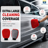 Bimla Traders Microfibre Wash Mitt Cleaning Gloves | Heavy-Duty Quality | Super Absorbent | Extra Large.