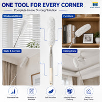 Bimla Traders Feather Duster Bendable & Extendable Fan Cleaning Duster with 100 inches Expandable Pole Handle Washable