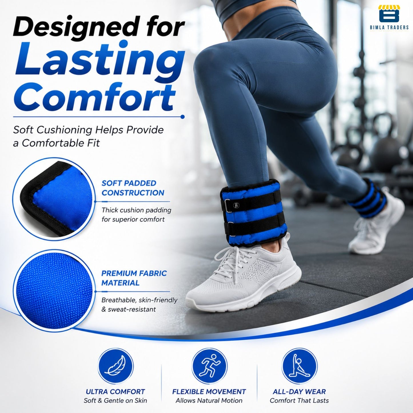 Btag Solid Neoprene Ankle & Wrist Weights | Adjustable Strap | Unisex Leg & Arm Weight Cuffs for Gym, Workout & Training.