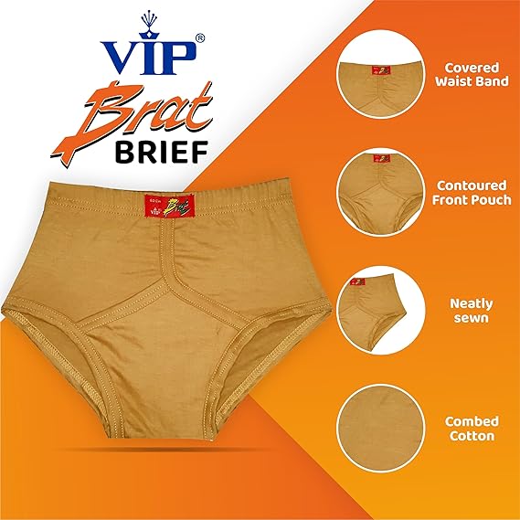 VIP Brat Boys 100% Cotton Stylish Briefs - Pack of 2 - Assorted