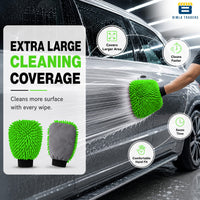 Bimla Traders Microfibre Wash Mitt Cleaning Gloves | Heavy-Duty Quality | Super Absorbent | Extra Large.