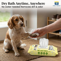 Bimla Traders Pet Grooming Wipes for Dogs & Cats (14 × 18 cm) | 100 Count | pH Balanced Dry Bath | Ear, Paw & Coat Cleaning | Hygiene Essentials | Non-Woven Disposable Cloth 40 GSM