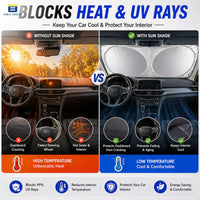 Btag Premium Spring Foldable Car Windshield Sun Shade | Reflective UV & Heat Insulation Sun Protector for Trucks, SUVs & Cars.