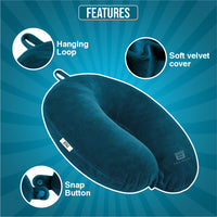 Bimla Traders Travel Neck Pillow for Men & Women | Soft Fibre Cushion for Flight, Car & Train | Soft Velvet Fabric with Attachable Snap Strap | Cervical Support for Neck Pain Relief. Pack of 1