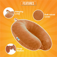 Bimla Traders Travel Neck Pillow for Men & Women | Soft Fibre Cushion for Flight, Car & Train | Soft Velvet Fabric with Attachable Snap Strap | Cervical Support for Neck Pain Relief. Pack of 1