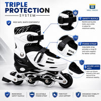 Btag Kids Inline Skates with 4 Wheels | Adjustable Roller Skate Shoes for Boys & Girls | Comfortable & Durable Skating Shoes | 1 Pair