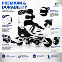 Btag Kids Inline Skates with 4 Wheels | Adjustable Roller Skate Shoes for Boys & Girls | Comfortable & Durable Skating Shoes | 1 Pair