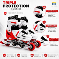 Btag Kids Inline Skates with 4 Wheels | Adjustable Roller Skate Shoes for Boys & Girls | Comfortable & Durable Skating Shoes | 1 Pair