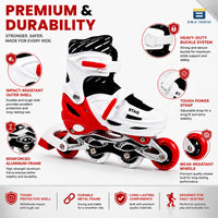 Btag Kids Inline Skates with 4 Wheels | Adjustable Roller Skate Shoes for Boys & Girls | Comfortable & Durable Skating Shoes | 1 Pair