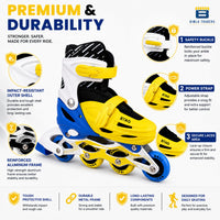 Btag Kids Inline Skates with 4 Wheels | Adjustable Roller Skate Shoes for Boys & Girls | Comfortable & Durable Skating Shoes | 1 Pair