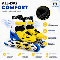 Btag Kids Inline Skates with 4 Wheels | Adjustable Roller Skate Shoes for Boys & Girls | Comfortable & Durable Skating Shoes | 1 Pair