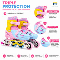 Btag Kids Inline Skates with 4 Wheels | Adjustable Roller Skate Shoes for Boys & Girls | Comfortable & Durable Skating Shoes | 1 Pair