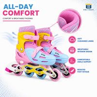 Btag Kids Inline Skates with 4 Wheels | Adjustable Roller Skate Shoes for Boys & Girls | Comfortable & Durable Skating Shoes | 1 Pair