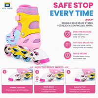 Btag Kids Inline Skates with 4 Wheels | Adjustable Roller Skate Shoes for Boys & Girls | Comfortable & Durable Skating Shoes | 1 Pair