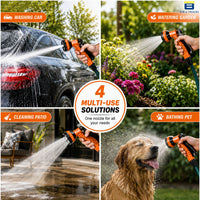 Bimla Traders 7-Pattern Garden Spray Gun Hose Nozzle with Adjustable Trigger Handle, Water Spray Nozzle for Car Wash, Lawn & Garden Watering - with Orange Connector .