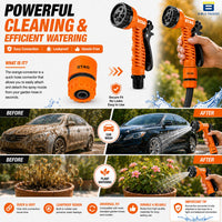 Bimla Traders 7-Pattern Garden Spray Gun Hose Nozzle with Adjustable Trigger Handle, Water Spray Nozzle for Car Wash, Lawn & Garden Watering - with Orange Connector .