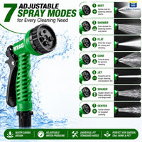 Bimla Traders 7-Pattern Garden Spray Gun Hose Nozzle with Adjustable Trigger Handle, Water Spray Nozzle for Car Wash, Lawn & Garden Watering - with Orange Connector .