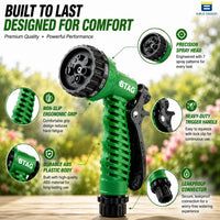 Bimla Traders 7-Pattern Garden Spray Gun Hose Nozzle with Adjustable Trigger Handle, Water Spray Nozzle for Car Wash, Lawn & Garden Watering - with Orange Connector .
