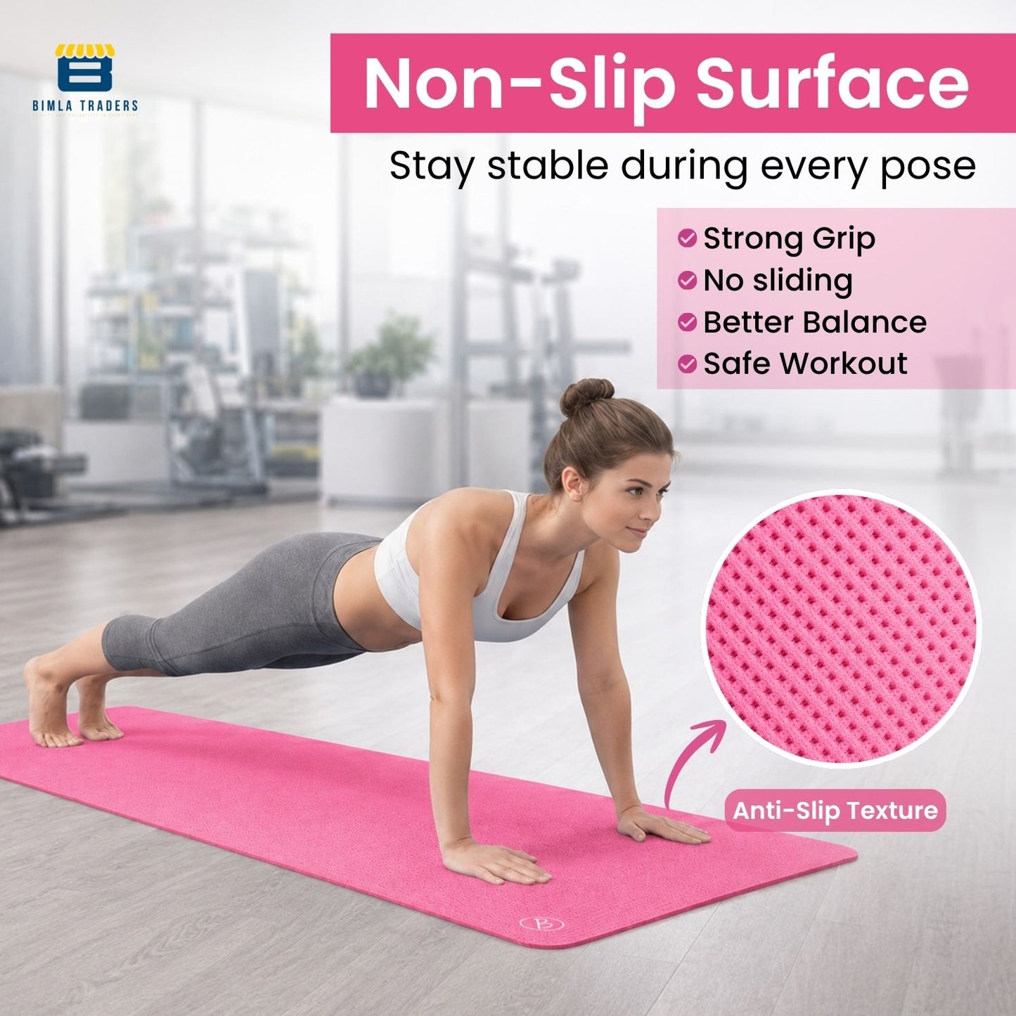 Bimla Traders Premium EVA Yoga Mat for Women & Men | Anti-Slip Exercise & Gym Mat for Home Workouts | Lightweight & Durable