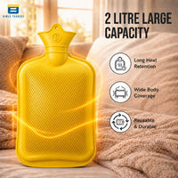 Bimla Traders Hot Water Bag (2Ltr) for Pain Relief | Non-Electric Rubber Heating Bottle Period Cramps, Body Aches | Long Heat Retention