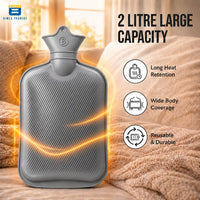Bimla Traders Hot Water Bag (2Ltr) for Pain Relief | Non-Electric Rubber Heating Bottle Period Cramps, Body Aches | Long Heat Retention