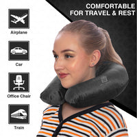 Bimla Traders Travel Neck Pillow for Men & Women | Soft Fibre Cushion for Flight, Car & Train | Soft Velvet Fabric with Attachable Snap Strap | Cervical Support for Neck Pain Relief. Pack of 1