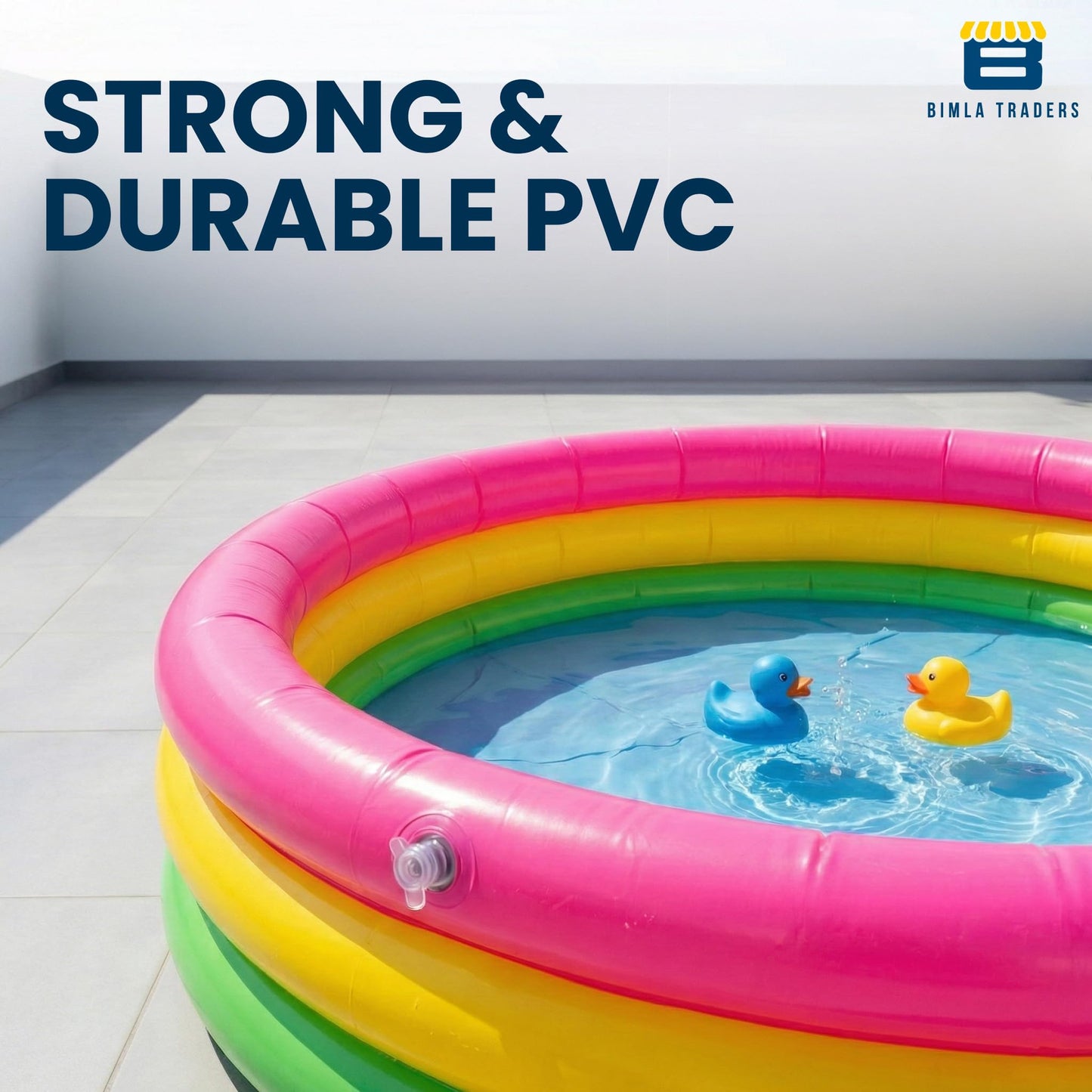 Bimla Traders Premium Inflatable Family Swimming Pool for Kids & Adults | Extra-Large 7 Feet 3-Layer Striped Bath Tub Without Pump, 82x59x23 Inch for Home & Outdoor Use