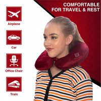 Bimla Traders Travel Neck Pillow for Men & Women | Soft Fibre Cushion for Flight, Car & Train | Soft Velvet Fabric with Attachable Snap Strap | Cervical Support for Neck Pain Relief. Pack of 1