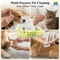 Bimla Traders Pet Grooming Wipes for Dogs & Cats (14 × 18 cm) | 100 Count | pH Balanced Dry Bath | Ear, Paw & Coat Cleaning | Hygiene Essentials | Non-Woven Disposable Cloth 40 GSM