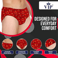 VIP Men's Solid Cotton Briefs with Elasticated Waistband - Soft, Breathable, and Comfortable Underwear for Everyday Wear. Pack of 2