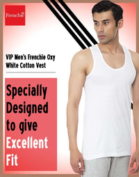 VIP Men's Frenchie Oxy White Cotton Vest (Pack of 4)