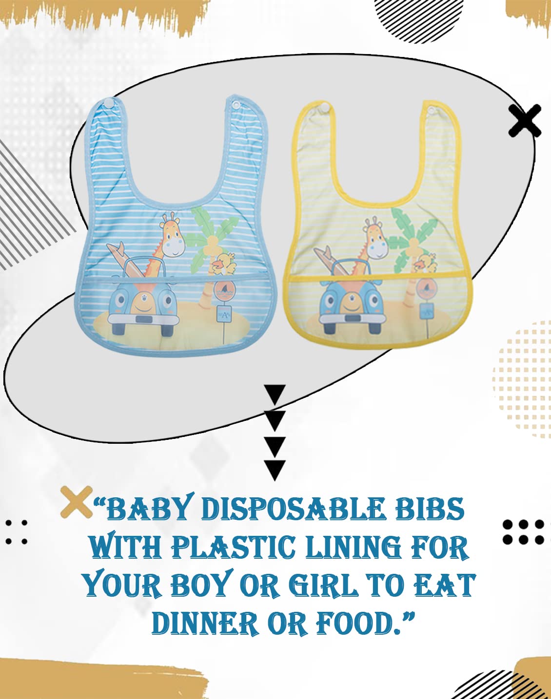 Bimla Traders Babies Soft Button bib for Feeding, Crumb Catcher.