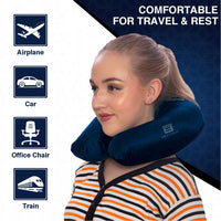 Bimla Traders Travel Neck Pillow for Men & Women | Soft Fibre Cushion for Flight, Car & Train | Soft Velvet Fabric with Attachable Snap Strap | Cervical Support for Neck Pain Relief. Pack of 1