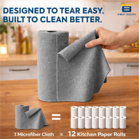 Bimla Traders Microfiber Tear-Away Reusable, Washable, 25x25cm 20 Pieces Cleaning Towels Roll – Premium, Super Absorbent Cloths for Kitchen, Car & Home