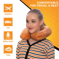 Bimla Traders Travel Neck Pillow for Men & Women | Soft Fibre Cushion for Flight, Car & Train | Soft Velvet Fabric with Attachable Snap Strap | Cervical Support for Neck Pain Relief. Pack of 1