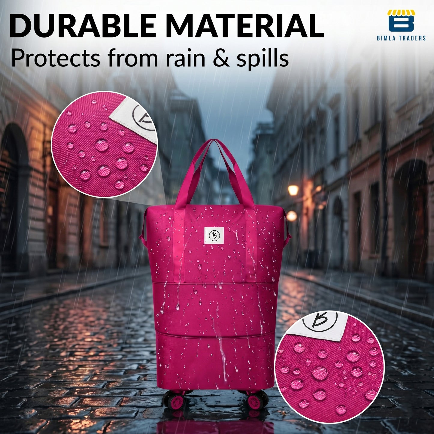 Bimla Traders Travel Duffle Bag with Wheels | Expandable & Waterproof Traveling Bag for Unisex (Pack of 1)