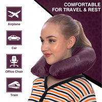 Bimla Traders Travel Neck Pillow for Men & Women | Soft Fibre Cushion for Flight, Car & Train | Soft Velvet Fabric with Attachable Snap Strap | Cervical Support for Neck Pain Relief. Pack of 1