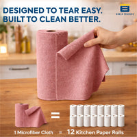 Bimla Traders Microfiber Tear-Away Reusable, Washable, 25x25cm 20 Pieces Cleaning Towels Roll – Premium, Super Absorbent Cloths for Kitchen, Car & Home