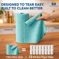 Bimla Traders Microfiber Tear-Away Reusable, Washable, 25x25cm 20 Pieces Cleaning Towels Roll – Premium, Super Absorbent Cloths for Kitchen, Car & Home