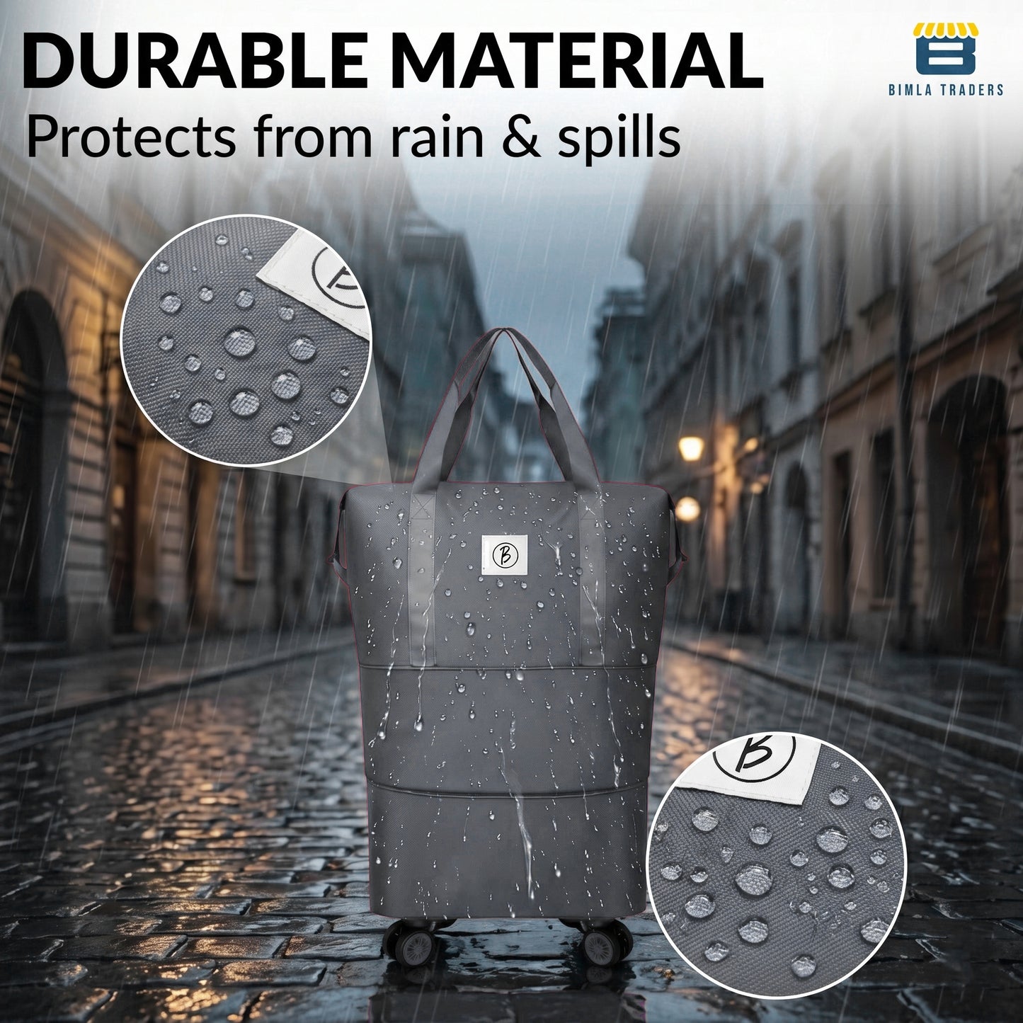 Bimla Traders Travel Duffle Bag with Wheels | Expandable & Waterproof Traveling Bag for Unisex (Pack of 1)