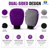 Bimla Traders Microfibre Wash Mitt Cleaning Gloves | Heavy-Duty Quality | Super Absorbent | Extra Large.