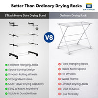 Bimla Traders Heavy-Duty Clothes Drying Stand | Load Capacity 40 kg | Portable with Wheels | Balcony Use | Foldable Wings | Rust-Resistant Alloy Steel
