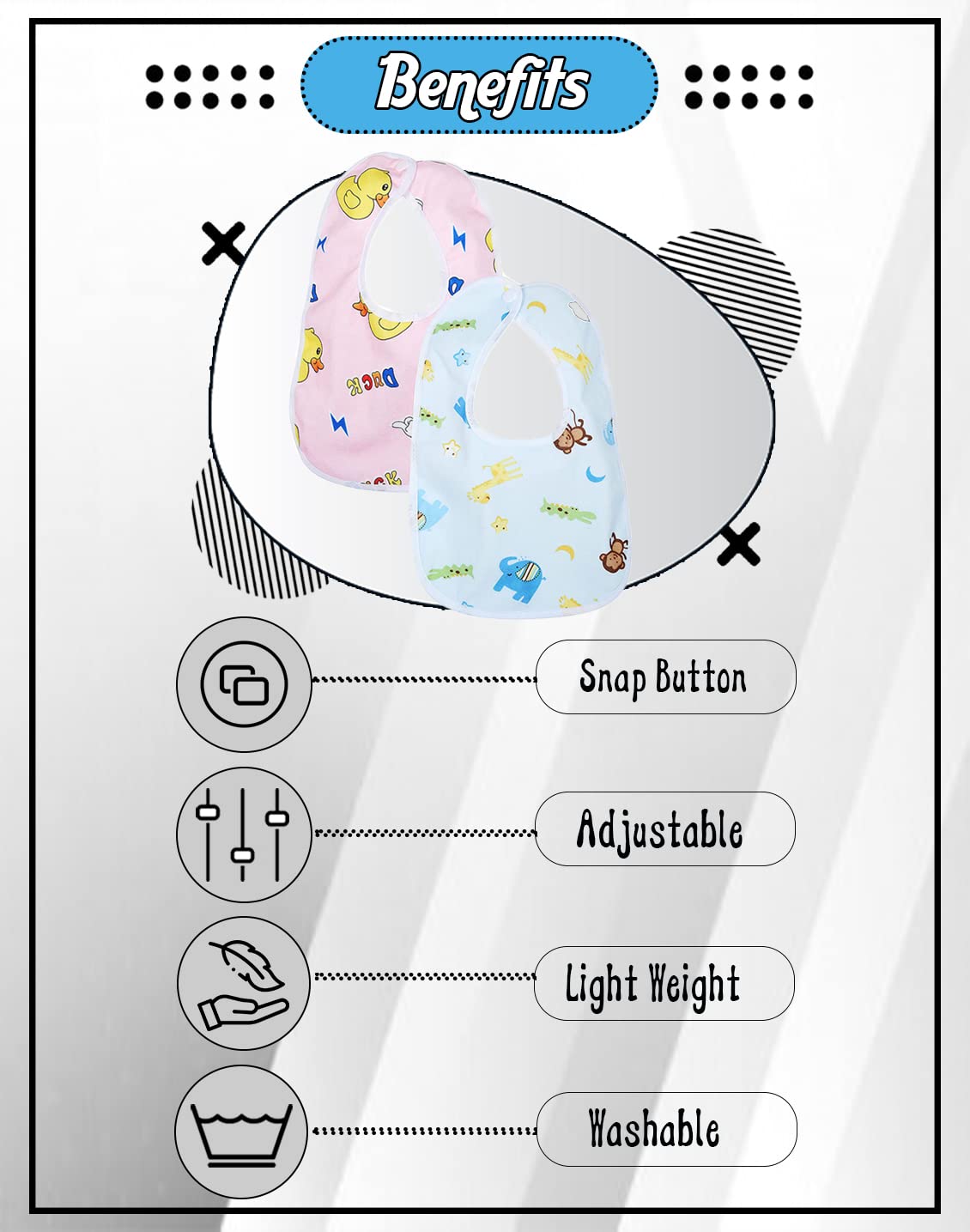 Bimla Traders Babies Soft Button bib for Feeding, Crumb Catcher