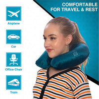 Bimla Traders Travel Neck Pillow for Men & Women | Soft Fibre Cushion for Flight, Car & Train | Soft Velvet Fabric with Attachable Snap Strap | Cervical Support for Neck Pain Relief. Pack of 1