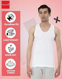VIP Frenchie Elite Men's Cotton Vest. Pack of 2 (White)