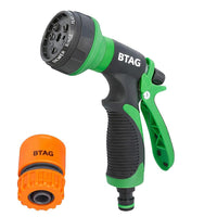 Bimla Traders 8-Pattern Garden Spray Gun Hose Nozzle with Adjustable Trigger Handle, Water Spray Nozzle for Car Wash, Lawn & Garden Watering - with Orange Connector.