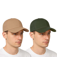 Bimla Traders Unisex Adjustable Plain Baseball Caps – Beige & Olive Green (Pack of 2)